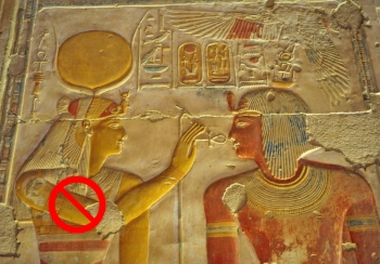 Isis giving ankh to Paro Seti Sr temple Abydos